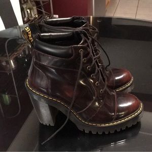 Dr. Martens Cherry Red Arcadia Averil Heel Boots size 7 only worn a few times